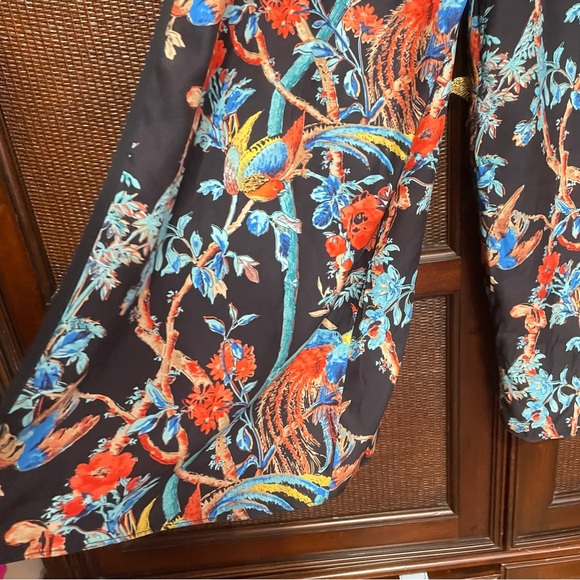 Club Monaco High Waisted Bird/Floral Print Wide Silk Pants Womens Size 6‎ - Picture 7 of 13